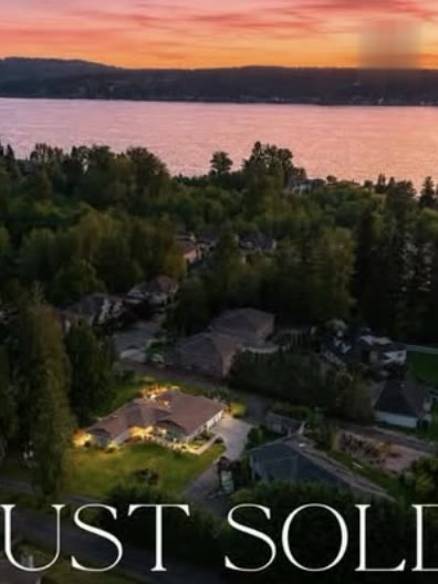 Just sold, aerial view at sunset over Lake Sammamish