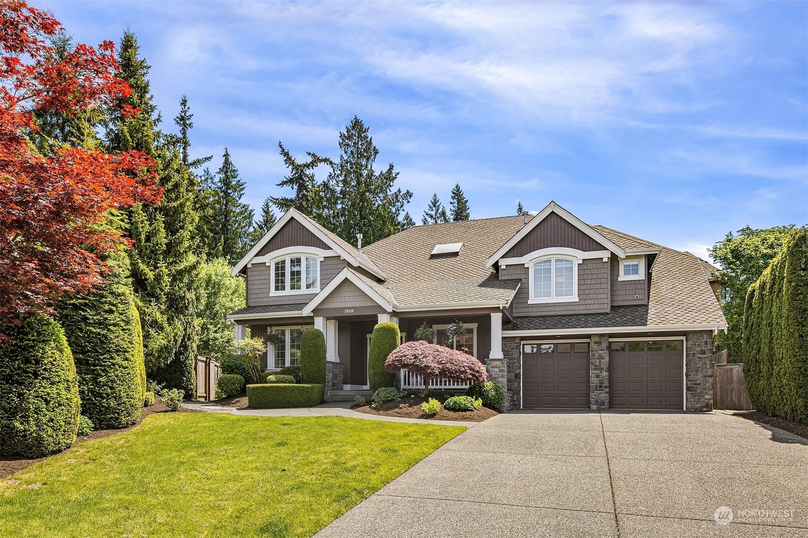Front of 20519 NE 24th Place, Sammamish, with a red Japanese maple